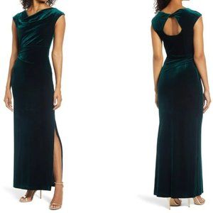Vince Camuto Twist Back Velvet Gown Hunter Green Size 4